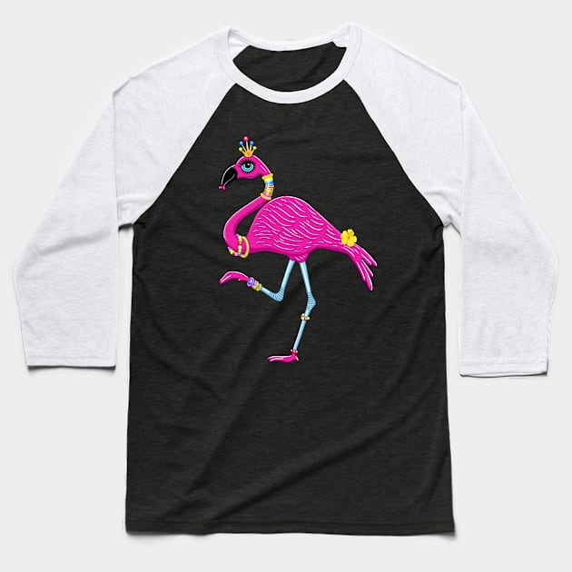 Fabulous Flamingo Baseball T-Shirt by SoozieWray